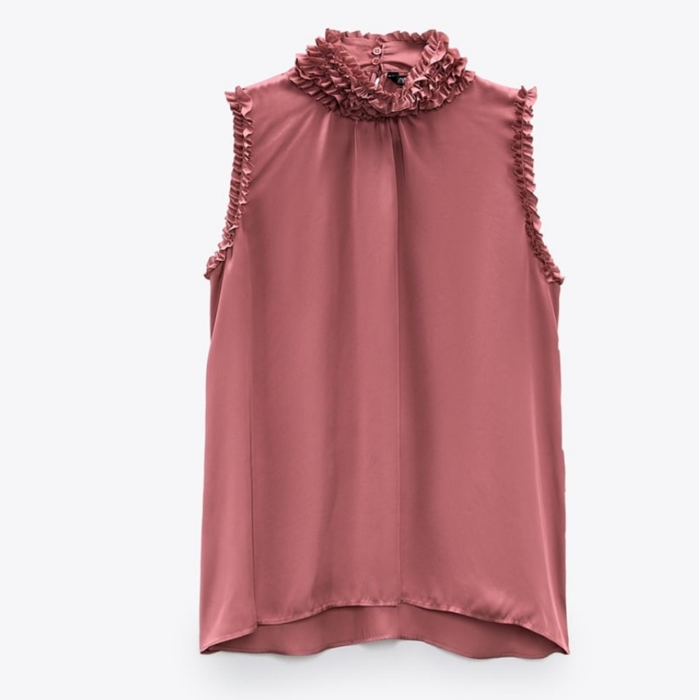 Zara Ruffled Satin Top
